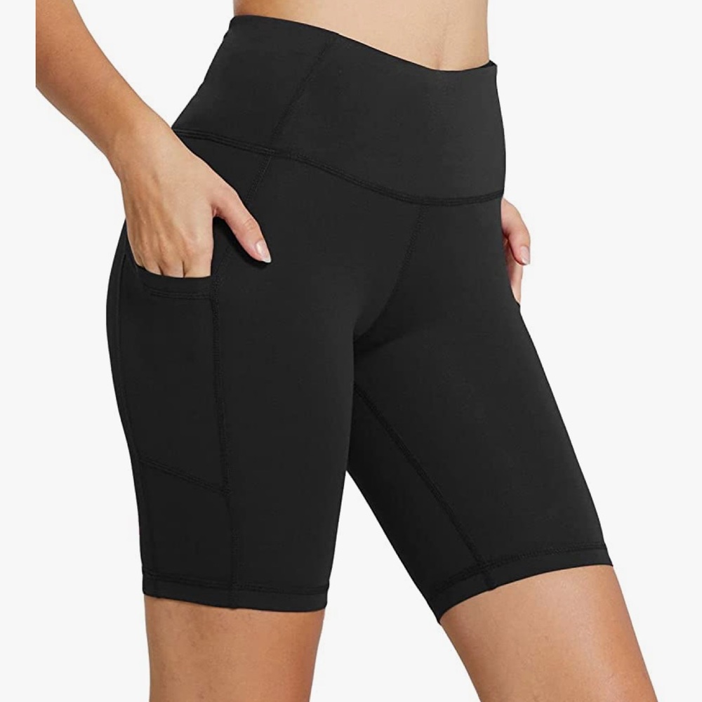 High Waist Black Bike Shorts 8”
